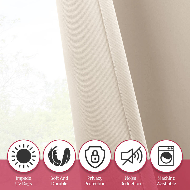 Set of 2 Thermal Blackout Curtains for Bedroom and Living Room