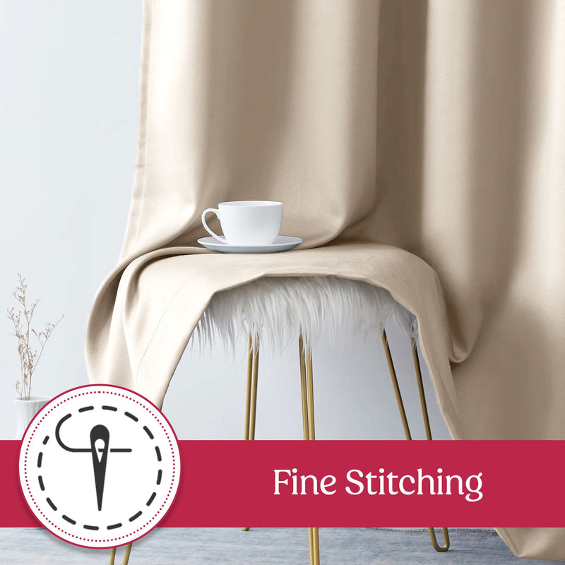Set of 2 Thermal Blackout Curtains for Bedroom and Living Room