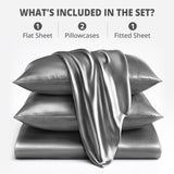 Silky Soft 4-Piece Satin Sheet Set | Deep Pocket | Wrinkle-Free Easy Care Bedding