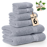 6 Pack Bath Towel Set 100% Cotton Bathroom Towel Set
