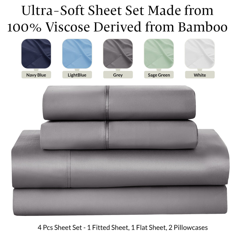 4-Piece 100% Organic Bamboo Viscose Sheet Set