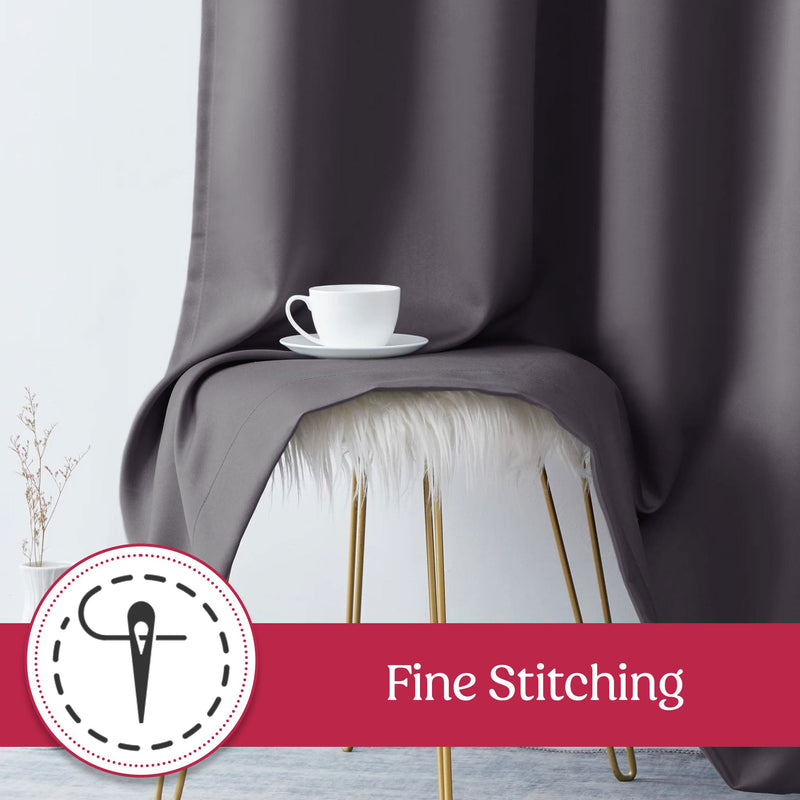 Set of 2 Thermal Blackout Curtains for Bedroom and Living Room