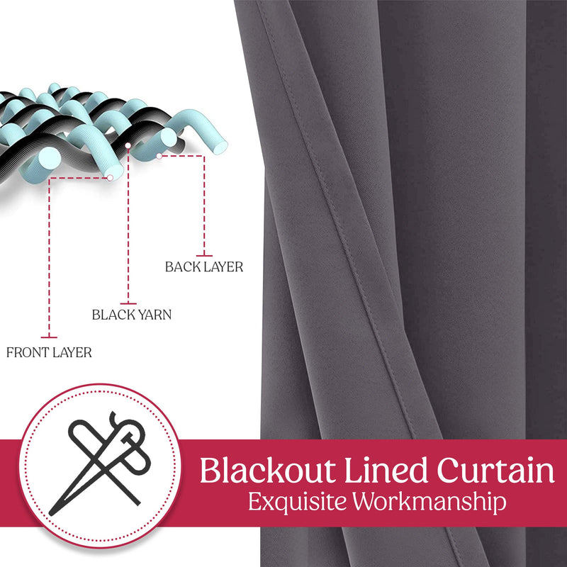 Set of 2 Thermal Blackout Curtains for Bedroom and Living Room