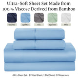 4-Piece 100% Organic Bamboo Viscose Sheet Set