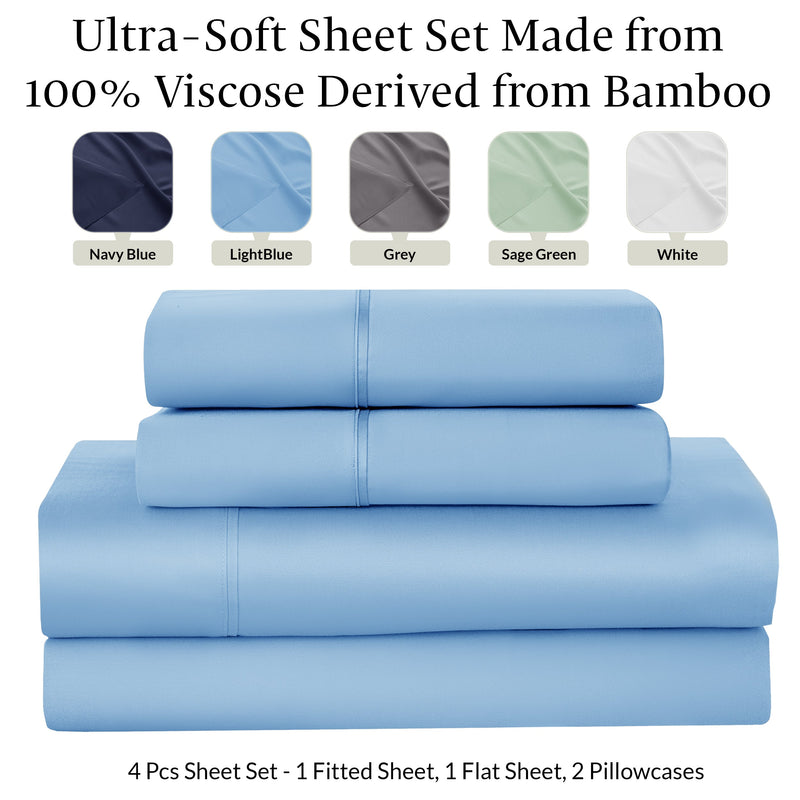 4-Piece 100% Organic Bamboo Viscose Sheet Set