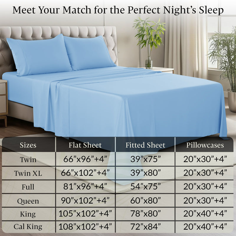 4-Piece 100% Organic Bamboo Viscose Sheet Set