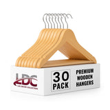 Premium Wooden Hangers with Non-Slip Notches - Pack of 20 & 30