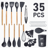 35-Piece Silicone Cooking Utensils Set with Storage Holder | BPA-Free, Dishwasher Safe, Heat Resistant
