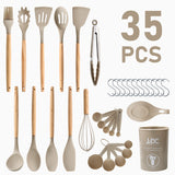 35-Piece Silicone Cooking Utensils Set with Storage Holder | BPA-Free, Dishwasher Safe, Heat Resistant