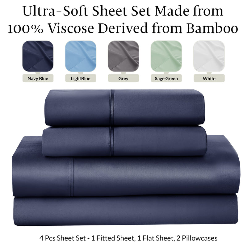 4-Piece 100% Organic Bamboo Viscose Sheet Set