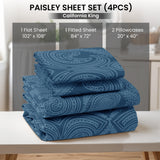 4-Piece Paisley Design Bed Sheet Set | Deep Pocket | Flat, Fitted & Pillowcases