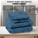 4-Piece Paisley Design Bed Sheet Set | Deep Pocket | Flat, Fitted & Pillowcases