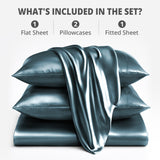 Silky Soft 4-Piece Satin Sheet Set | Deep Pocket | Wrinkle-Free Easy Care Bedding