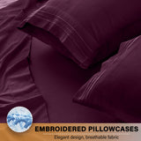 Plum 6-Piece Deep Pocket Bed Sheet Set styled on a bed – Lux Decor