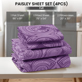 4-Piece Paisley Design Bed Sheet Set | Deep Pocket | Flat, Fitted & Pillowcases