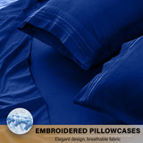 Royal Blue 6-Piece Deep Pocket Bed Sheet Set styled on a bed – Lux Decor