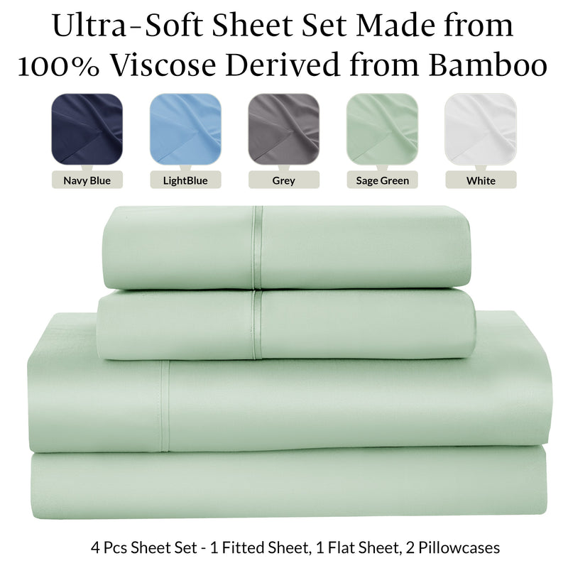 4-Piece 100% Organic Bamboo Viscose Sheet Set
