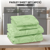 4-Piece Paisley Design Bed Sheet Set | Deep Pocket | Flat, Fitted & Pillowcases
