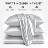 Silky Soft 4-Piece Satin Sheet Set | Deep Pocket | Wrinkle-Free Easy Care Bedding