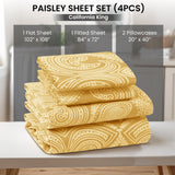 4-Piece Paisley Design Bed Sheet Set | Deep Pocket | Flat, Fitted & Pillowcases