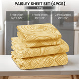 4-Piece Paisley Design Bed Sheet Set | Deep Pocket | Flat, Fitted & Pillowcases