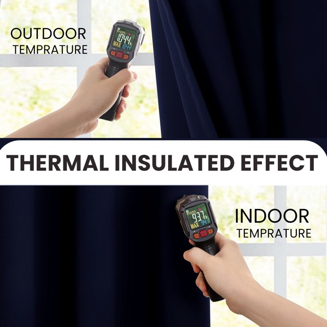 Set of 2 Thermal Blackout Curtains for Bedroom and Living Room