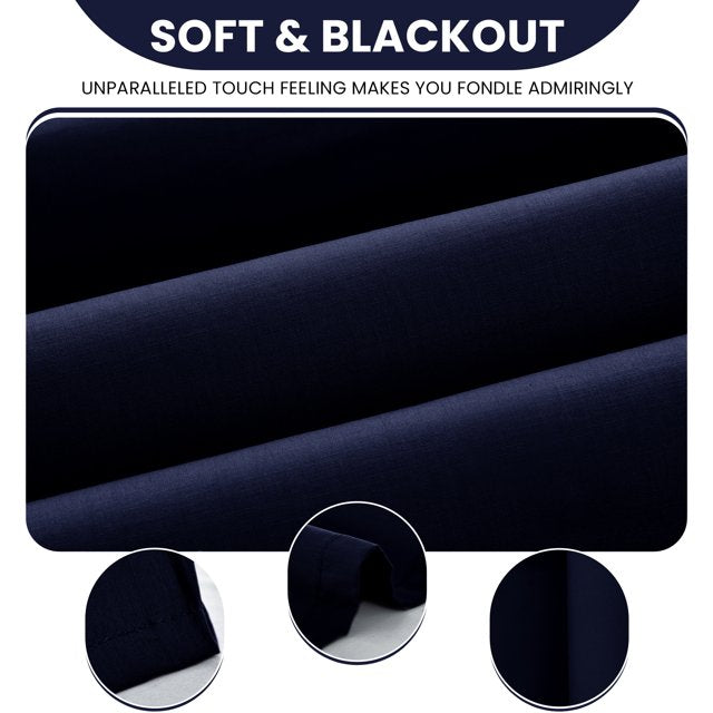 Set of 2 Thermal Blackout Curtains for Bedroom and Living Room
