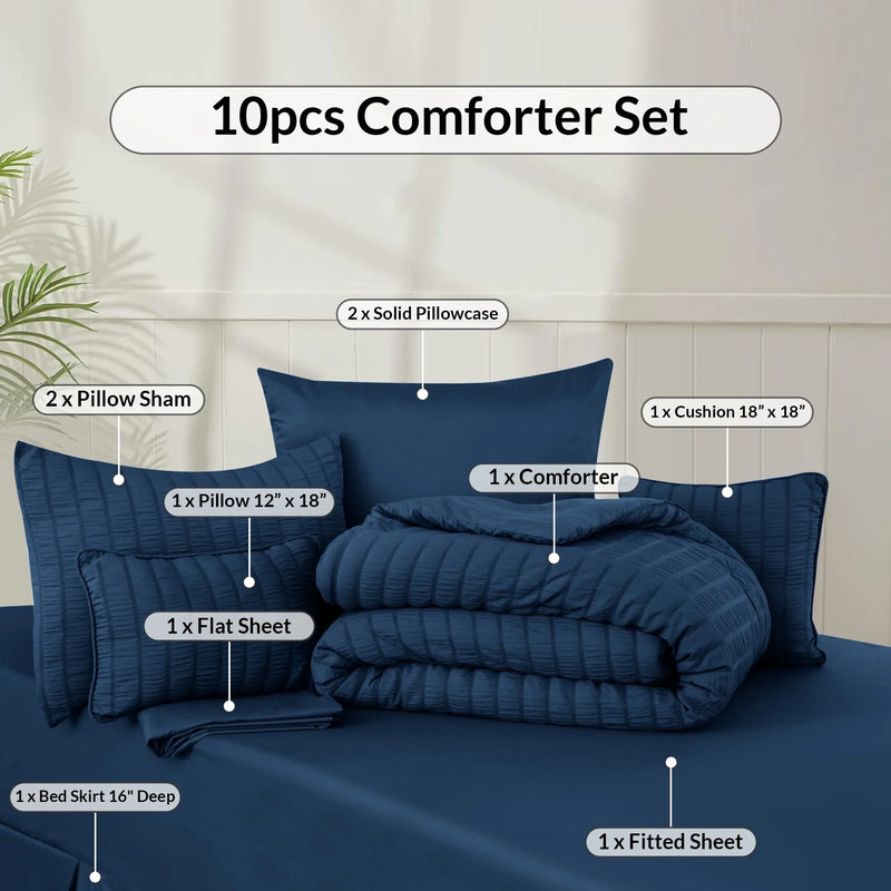 Luxury 10-Piece Bedding Set with Plush Comforter