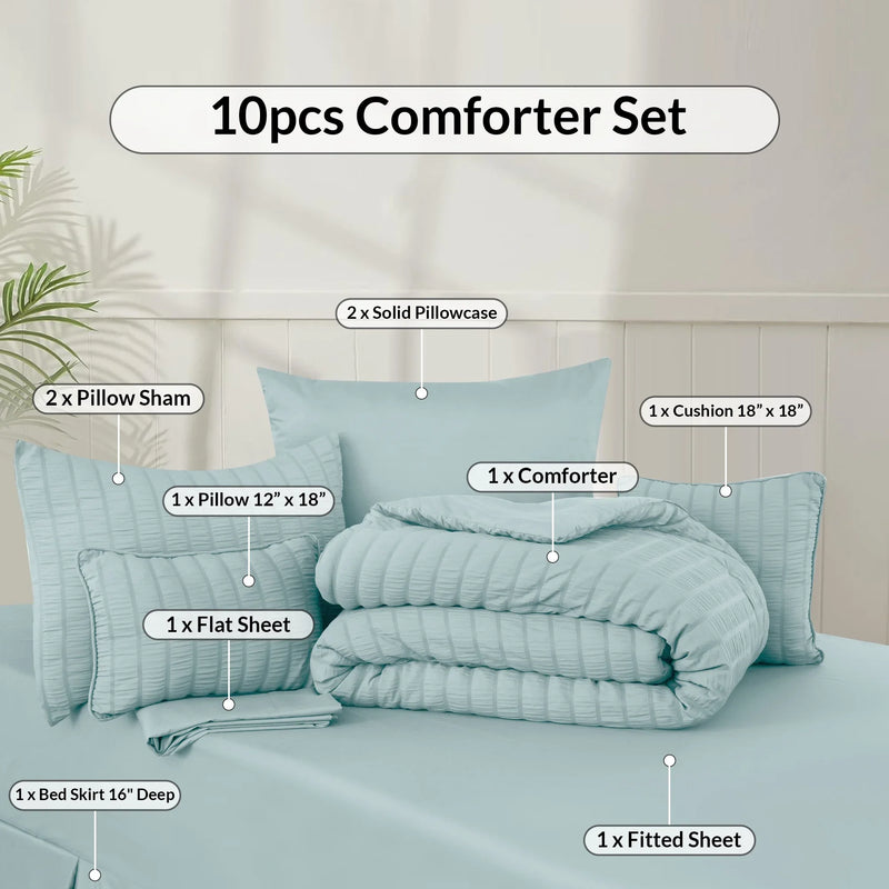 Luxury 10-Piece Bedding Set with Plush Comforter